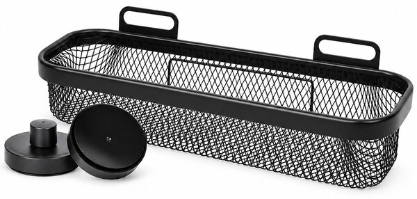 Suport de dus cu ventuze, 34 x 13.5 x 11.5 cm– Etajera de baie cu montare fara gaurire, organizator pentru sampon, gel de dus si accesorii, negru