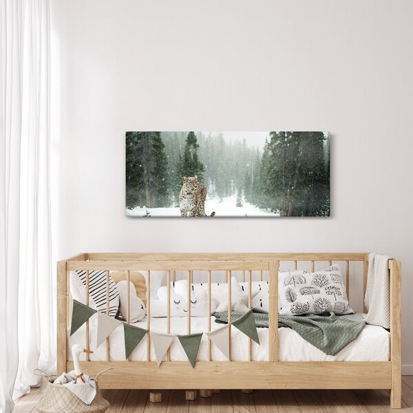 Tablou cu leopard în zăpadă (120x50 cm)