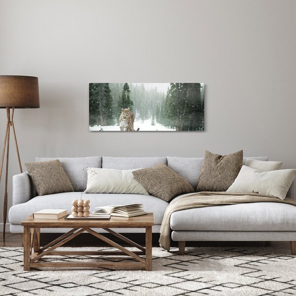 Tablou cu leopard în zăpadă (120x50 cm)
