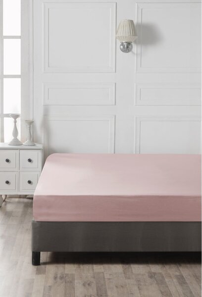 Cearceaf roz din bumbac cu elastic 160x200 cm - Mijolnir