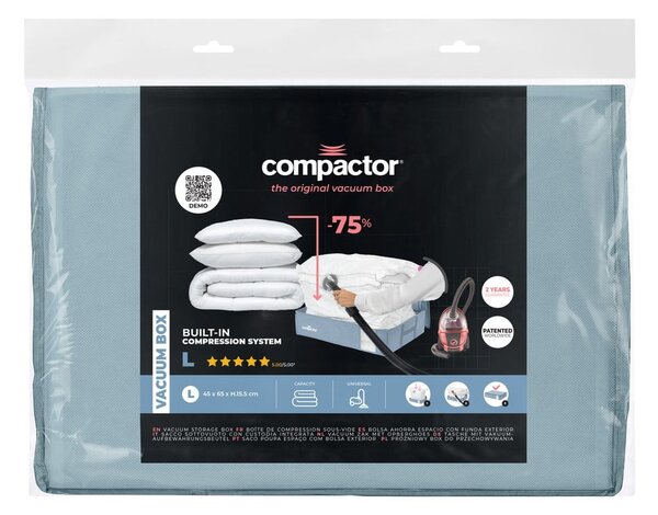 Cutie de depozitare sub pat din plastic cu vacuum 65x45x15,5 cm Blue Edition – Compactor