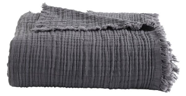 Cuvertură gri din bumbac pentru pat dublu 200x250 cm Cuenca - Mijolnir