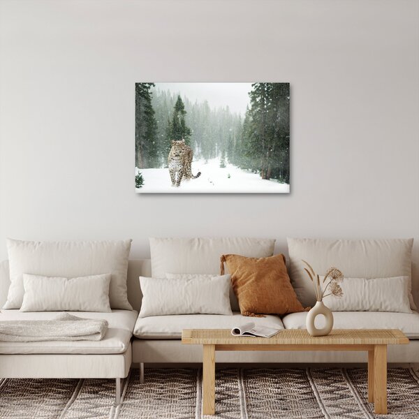 Tablou cu leopard în zăpadă (70x50 cm)