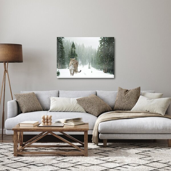 Tablou cu leopard în zăpadă (70x50 cm)