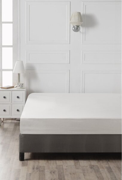 Cearceaf alb din bumbac cu elastic 160x200 cm - Mijolnir