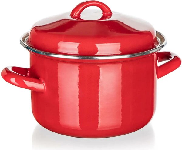 Oală emailată cu capac Banquet Milton roșu , 16cm, 2 l, 16 cm