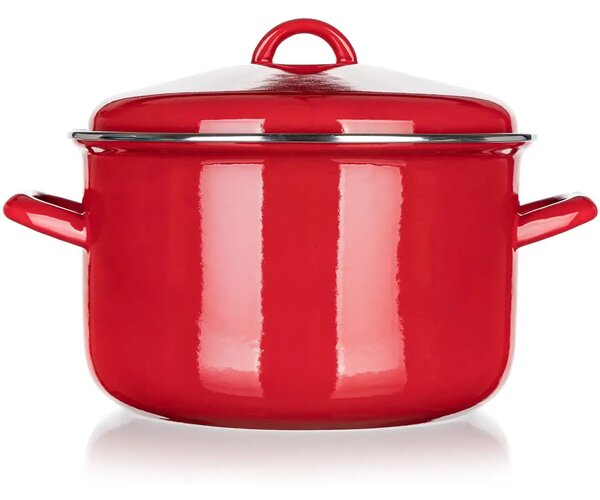 Oală emailată cu capac Banquet Milton roșu, 24 cm, 5,9 l, 24 cm
