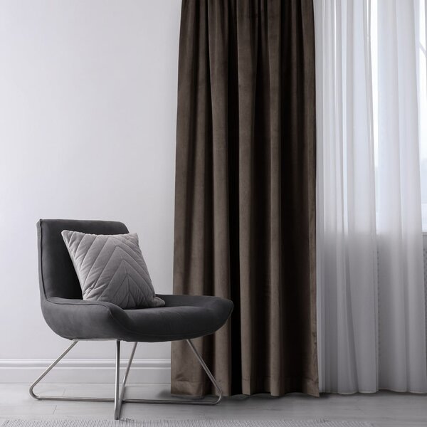 Draperie maro dimout (semi-opacă) din catifea 140x245 cm – Restilo