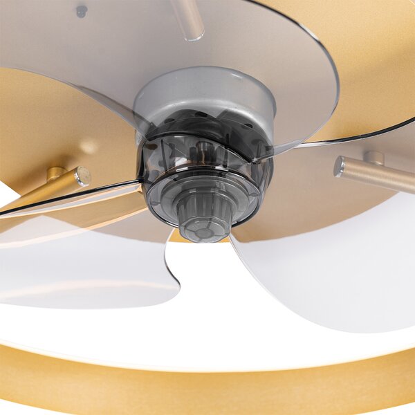 Ventilator de tavan alamă 50cm incl. LED Dimmable cu telecomandă - Maddy