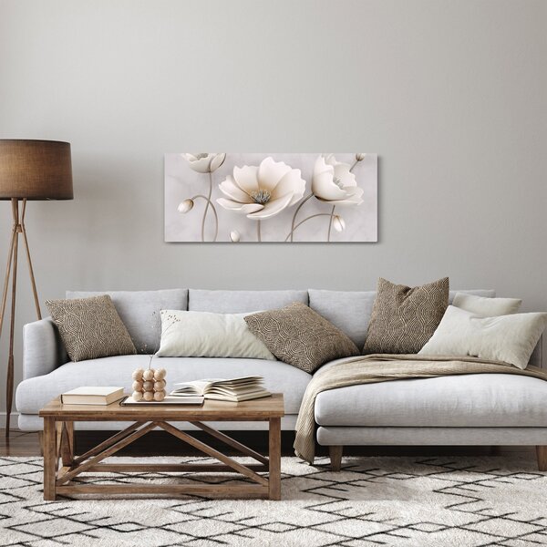 Tablou cu florile albe (120x50 cm)