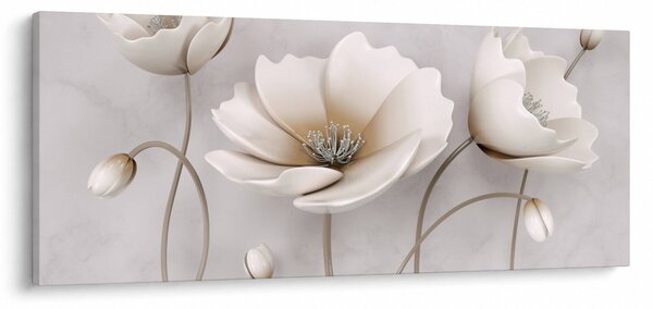 Tablou cu florile albe (120x50 cm)