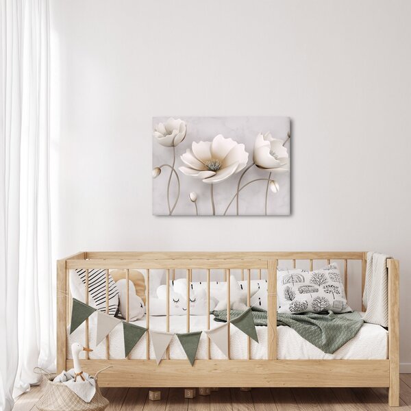 Tablou cu florile albe (70x50 cm)