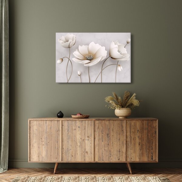 Tablou cu florile albe (90x60 cm)