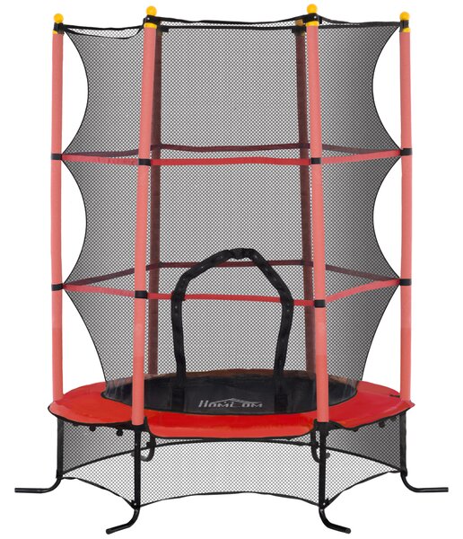 HOMCOM Trambulină pentru Copii 3-10 Ani cu Plasă de Siguranță, Suprafață Elastică cu Țevi Căptușite, Ø163x190 cm, Roșu | Aosom Romania