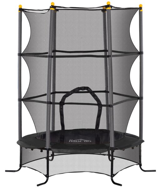 HOMCOM Trambulină pentru Copii 3-10 Ani cu Plasă de Siguranță, Suprafață Elastică cu Bare Capitonate, Ø163x190 cm, Negru | Aosom Romania