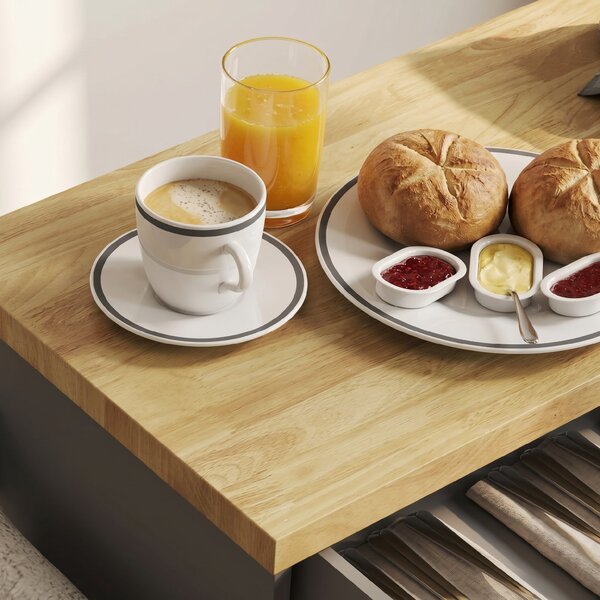 HOMCOM Cărucior Multifuncțional de Bucătărie cu Sertar, Roți, Suport pentru Condimente și Dulăpior, 109x40x89 cm, Gri | Aosom Romania