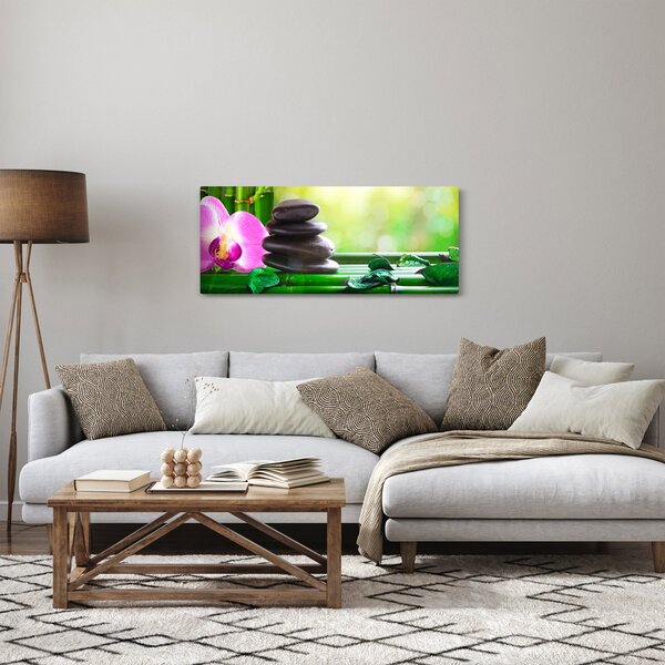 Tablou cu pietre pentru masaj și orhidee (120x50 cm)