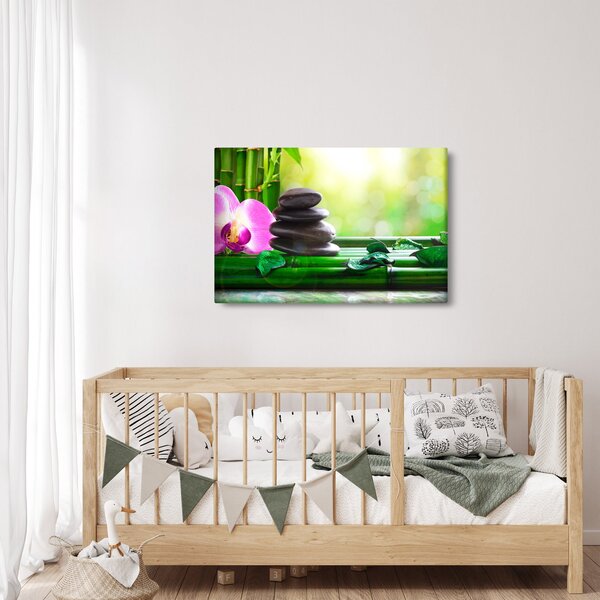 Tablou cu pietre pentru masaj și orhidee (90x60 cm)