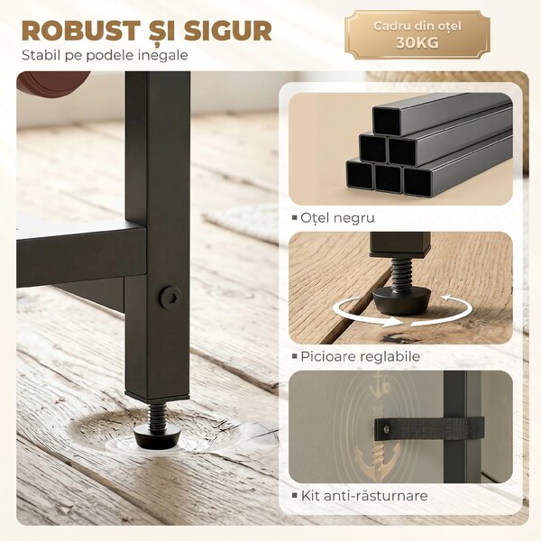 HOMCOM Dulap de Bar, Mobilier de Bar cu Sertar și Suport pentru Pahare, Maro Rustic | Aosom Romania