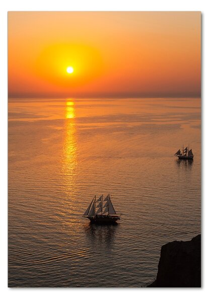 Fotografie imprimată pe sticlă Apus de soare pe mare