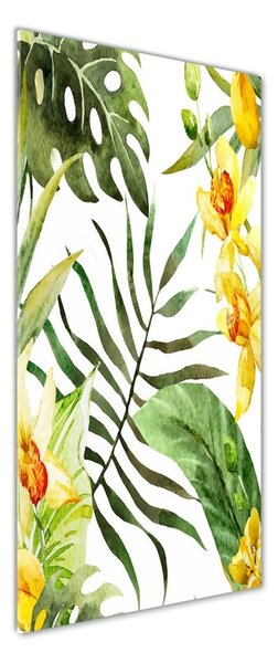 Tablou pe pe sticlă flori tropicale