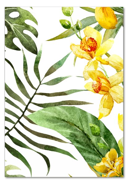 Tablou pe pe sticlă flori tropicale