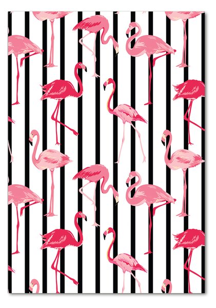Fotografie imprimată pe sticlă Flamingos și dungi