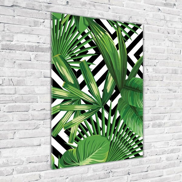 Tablou sticlă frunze tropicale