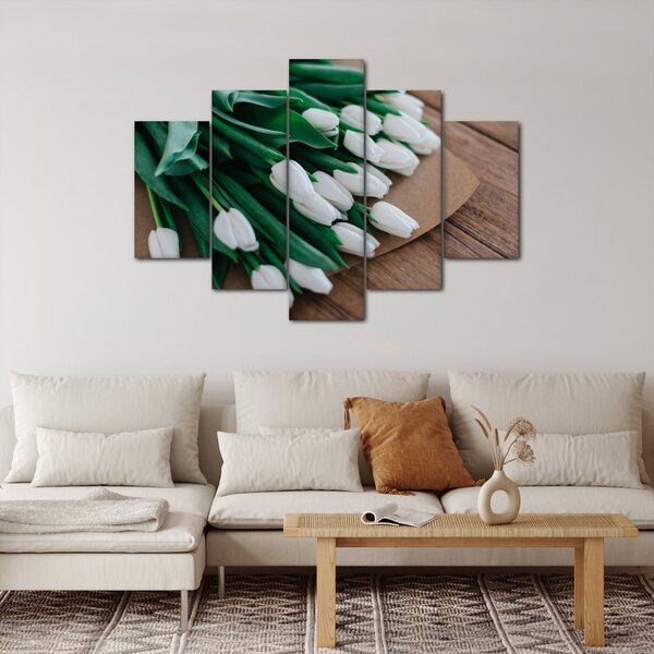 Tablou cu buchet de lalele albe (150x105 cm)