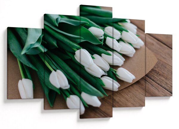 Tablou cu buchet de lalele albe (150x105 cm)