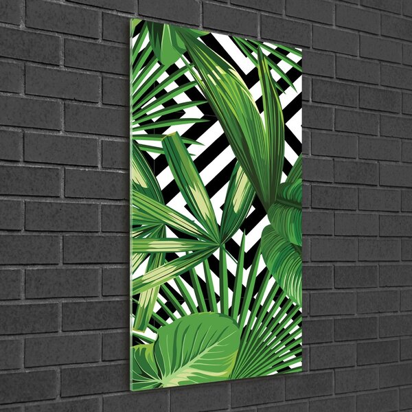 Tablou sticlă frunze tropicale