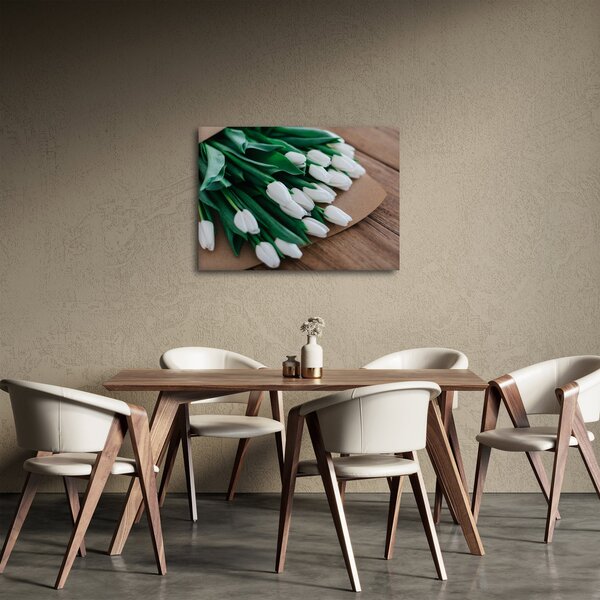 Tablou cu buchet de lalele albe (70x50 cm)