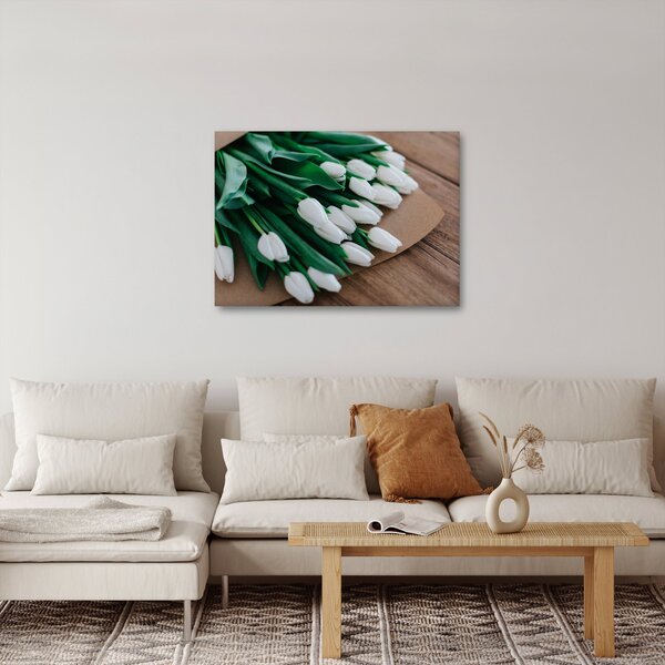 Tablou cu buchet de lalele albe (70x50 cm)