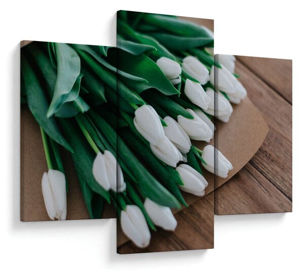 Tablou cu buchet de lalele albe (90x60 cm)