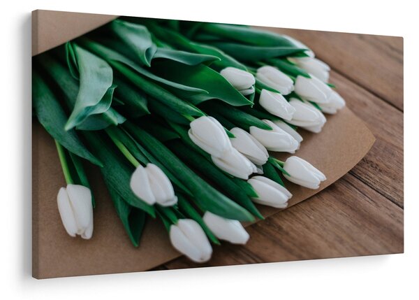 Tablou cu buchet de lalele albe (90x60 cm)