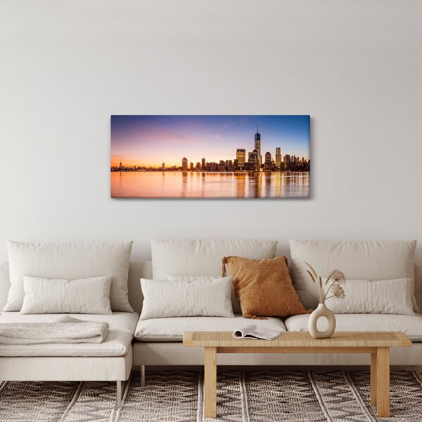 Tablou cu oraș în apus de soare (120x50 cm)