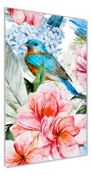 Fotografie imprimată pe sticlă Flori și păsări