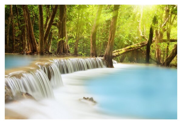Tablou cu cascada Huai Mae Kamin în pădure (90x60 cm)