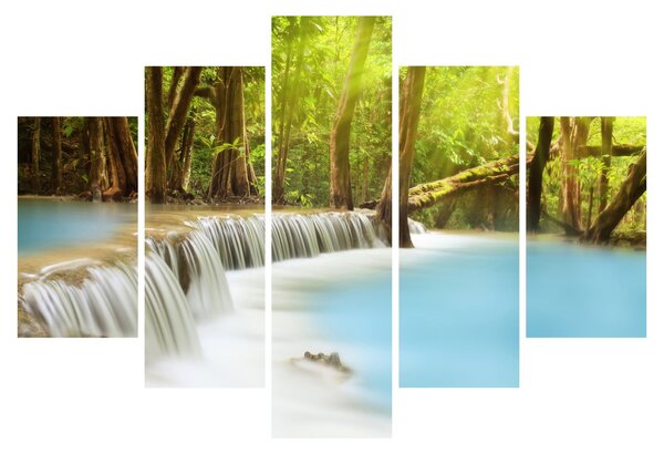 Tablou cu cascada Huai Mae Kamin în pădure (150x105 cm)