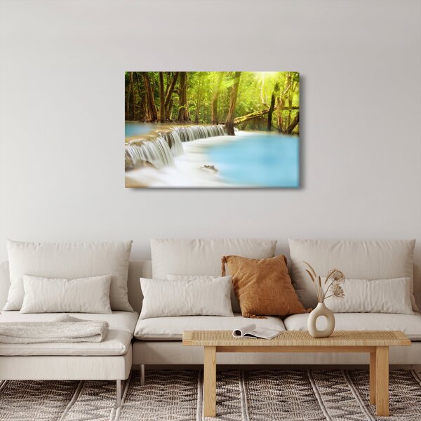 Tablou cu cascada Huai Mae Kamin în pădure (90x60 cm)