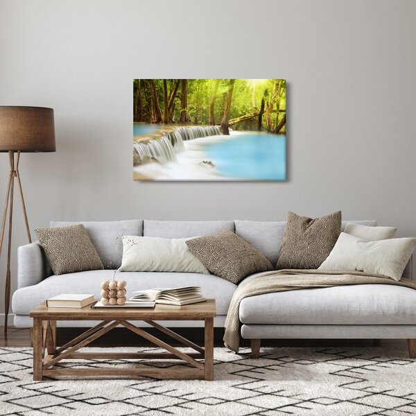 Tablou cu cascada Huai Mae Kamin în pădure (90x60 cm)