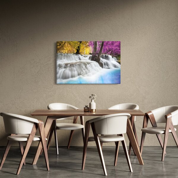 Tablou cu Erawan cascadă în pădure (90x60 cm)
