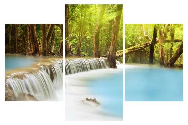 Tablou cu cascada Huai Mae Kamin în pădure (90x60 cm)