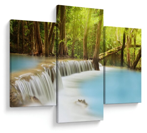 Tablou cu cascada Huai Mae Kamin în pădure (90x60 cm)
