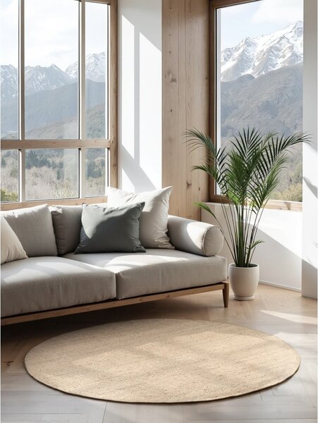 Covor crem rotund din iută ø 160 cm Bouclé Jaipur – Hanse Home