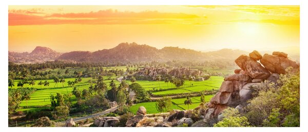 Tablou cu valea Hampi în India (120x50 cm)