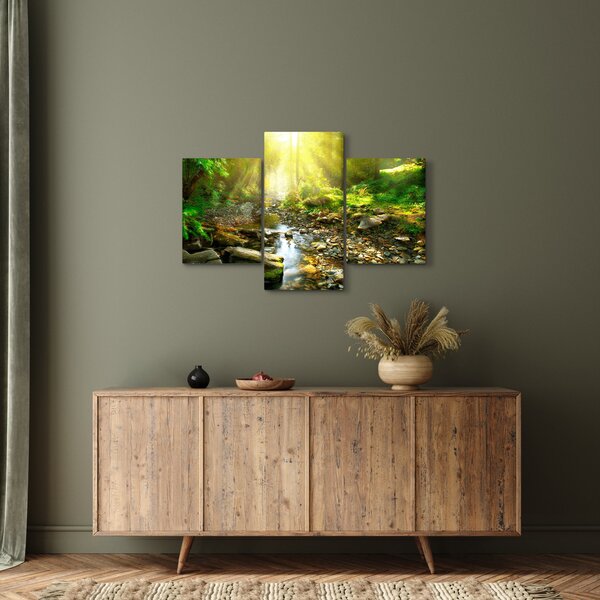 Tablou cu râul în pădurea verde (90x60 cm)