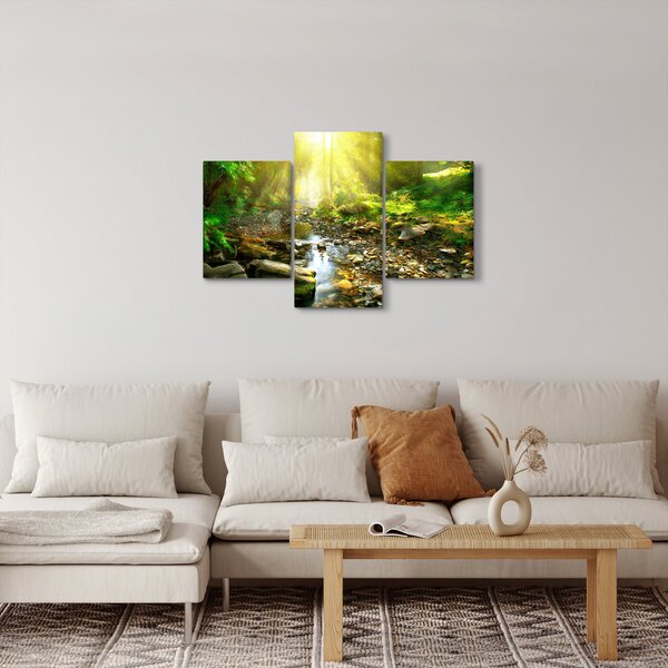 Tablou cu râul în pădurea verde (90x60 cm)