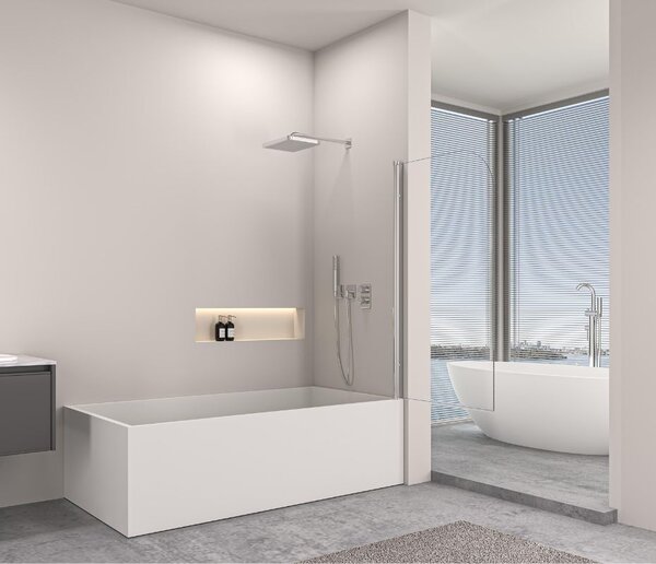 Erga Ozark, paravan de baie cu 1 aripă 70x140 cm, sticlă transparentă de 6 mm, profil cromat, ERG-V02-OZARK-070-CR