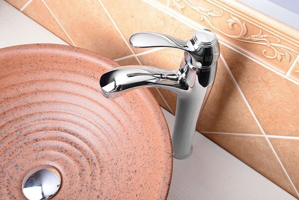 Baterie lavoar Sapho SPRING cu piedestal, fără scurgere, înaltă, cromată, 77081